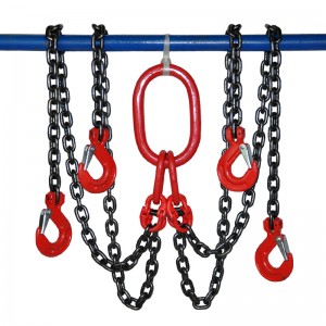 Iron lifting sling chain for traveling crane lifting tool oem sling 3ton g80 red choker crane chain slings factory
