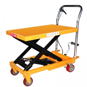 Stacker forklift Mobile manual hydraulic platform lifting scissor driver mini manual hydraulic pallet lift platform table 0.9m-500kg
