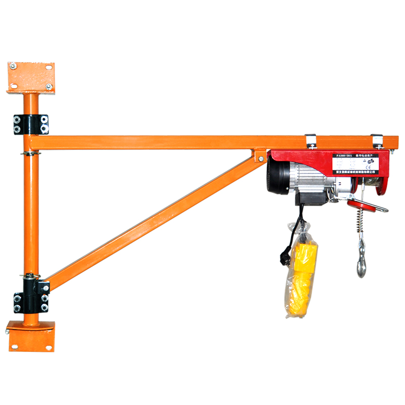 How many degrees can the electric scaffold hoist crane rotate?
