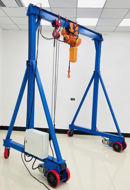 What are the advantages of using a mobile gantry crane over a fixed crane?