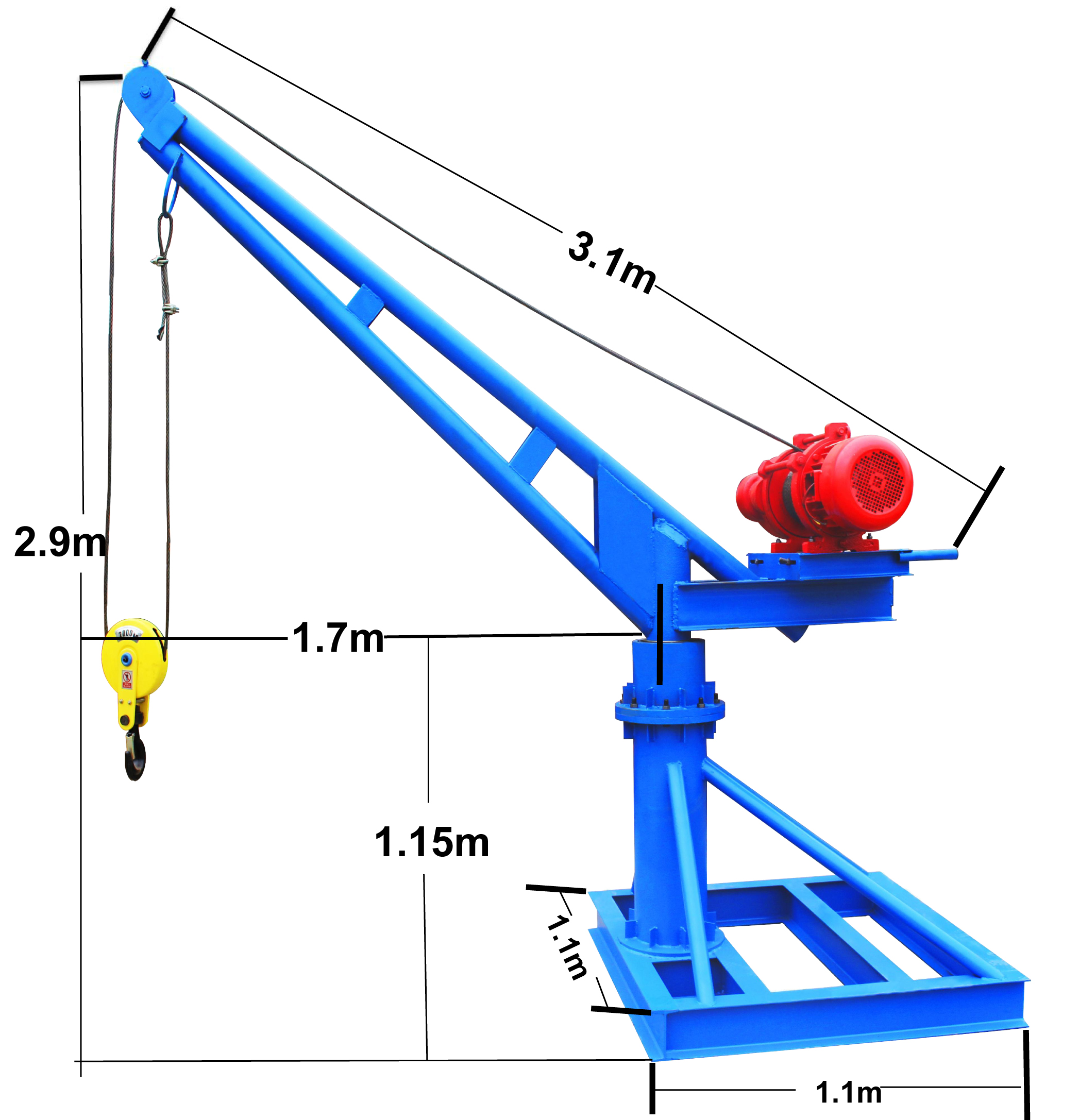 Lifting building material mini crane test load video