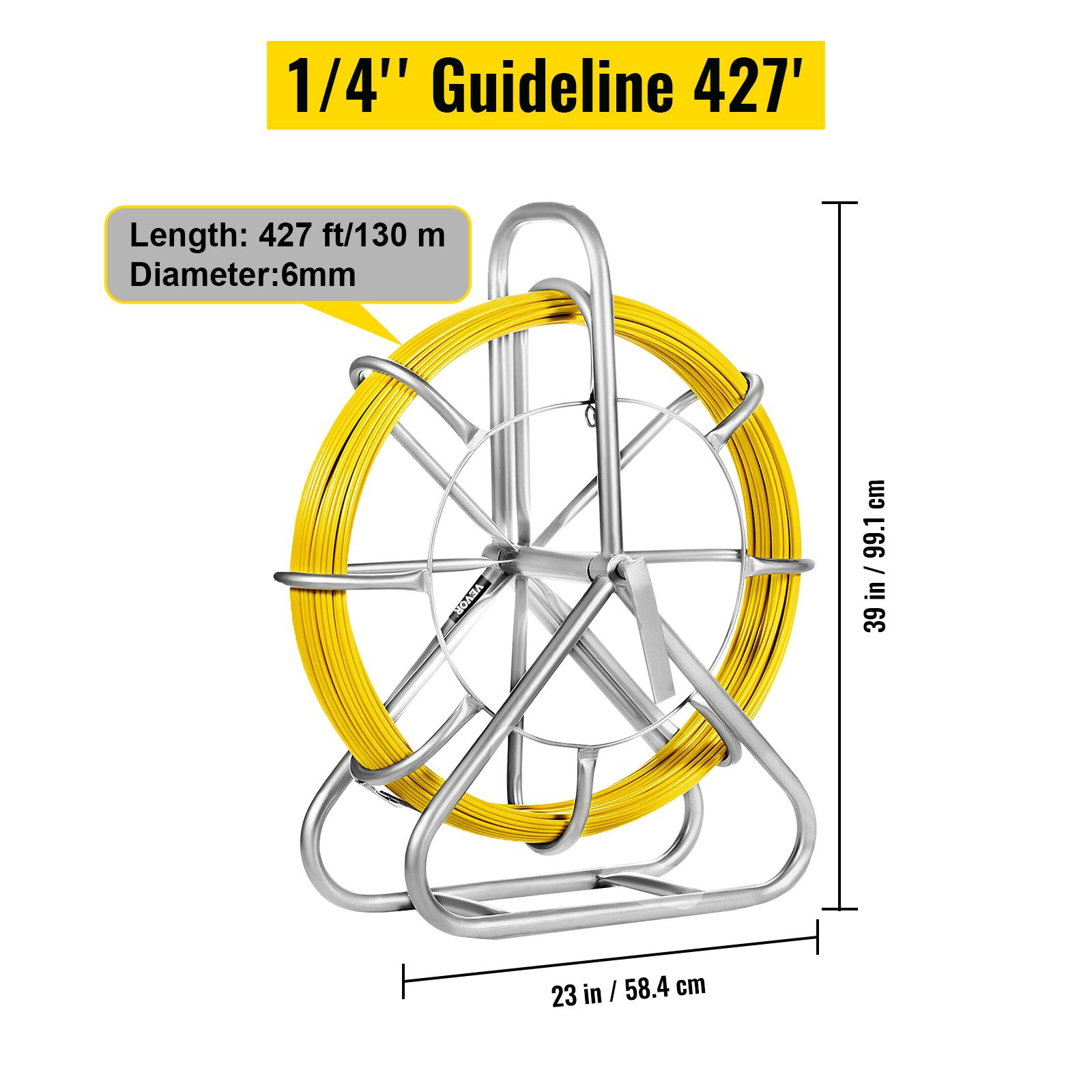 6mm Fiberglass Wire Running Cable Duct Rodder Fish Tape Reel Conduit Puller W Cage Wheel Stand Drawing Guide Rope