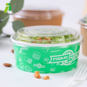 OEM/ODM proizvođač Kina Ekološki prihvatljiva posuda od 1300 ml za pakiranje zdjele od kraft papira Posuda za ponijeti zdjelu za salatu s poklopcem