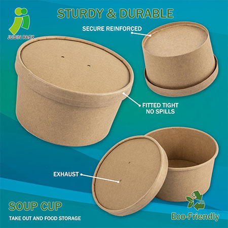 Eco-Friendly Takeaway Kraft Paper Soup Cup with Customized Logo Hot sale in Europe