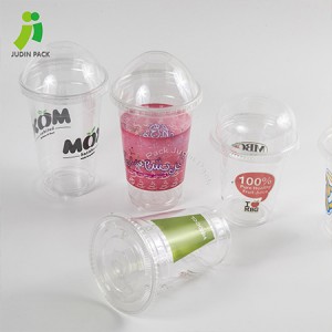 Custom Dicitak Transparan Disposable Piala Plastik piaraan kalawan tutup