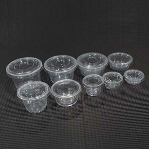 1oz nganti 5.5oz Clear Disposable PP Plastik Sauce Cups karo tutup