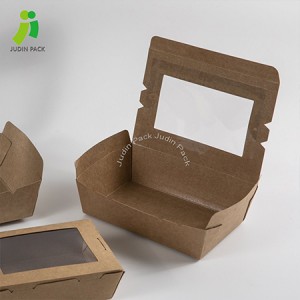 Еко-пријателска Крафт-хартиена кутија за храна со прозорец