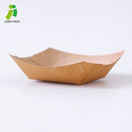 Eco Friendly Disposable Brown Kraft Paper Food Boat Tray