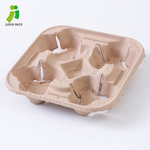 Renewable Design for 100% Biodegradable Eco Friendly Disposable Paper Cup Holder with 2/4 Compartment