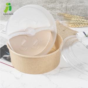 Top Suppliers Eco-Friendly Kraft Paper Salad Bowl with Paper and Plastic Lid