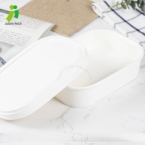 Eccellente qualità China Wholesale Food Grade Paper Kraft Square Paper Bowl with Cover Rettangular Paper Container cù PP Cover