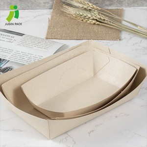Eco Friendly Kraft Paper Boat Tray nga Fast Food Serving Tray