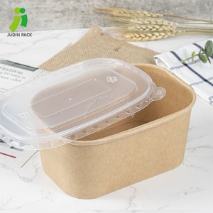 Miljeufreonlike Kraft Paper Square Salad Bowl mei PET / PP / Papier Lid Supplier