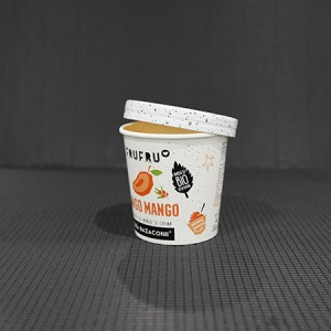 Cubo de helado de papel compostable de 450 ml con tapa