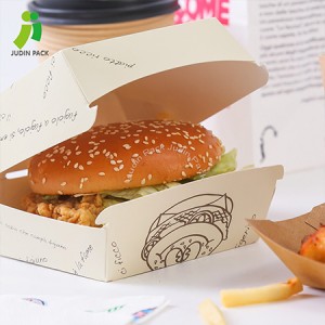 हॅम्बर्गरसाठी बायोडिग्रेडेबल टेक अवे इको-फ्रेंडली पेपर फूड बॉक्स