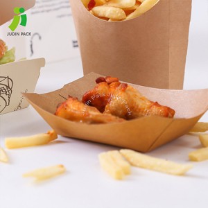 Eco Friendly Disposable Brown Kraft Paper Food Boat Tray