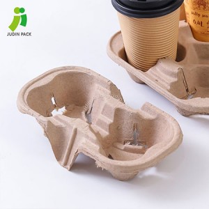 Mabag-o nga Disenyo alang sa 100% Biodegradable Eco Friendly Disposable Paper Cup Holder nga adunay 2/4 Compartment