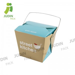 IOS Certificate White Cardboard Take Way Fast Food Box Noodle Box with handle