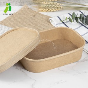 500ml/650ml/750ml/1000ml Kraft Paper Square Salad Bowl with PET/PP/Paper Lid Supplier