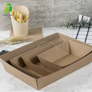I-Eco Friendly Kraft Paper Boat Tray Fast Food Serving Tray
