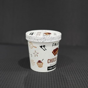 Secchio per gelato in carta compostabile da 450 ml con coperchio
