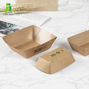 China Eco Friendly Food Tray Packaging Kraft Paper Fast Food Box အတွက် အမြန်ပို့ဆောင်ခြင်း။