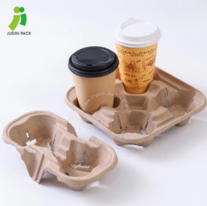 Disposable Take Away Paper Pulp Cup Holder/ Carrier