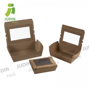 Spoľahlivý dodávateľ China Eco Friendly jednorázová sulfátová papierová škatuľka na koláče s okennou rukoväťou pre pekárske škatule na balenie potravín