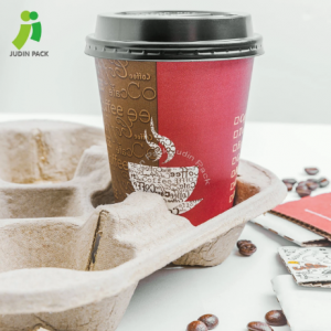 Disposable Take Away Paper Pulp Cup Holder/ Carrier