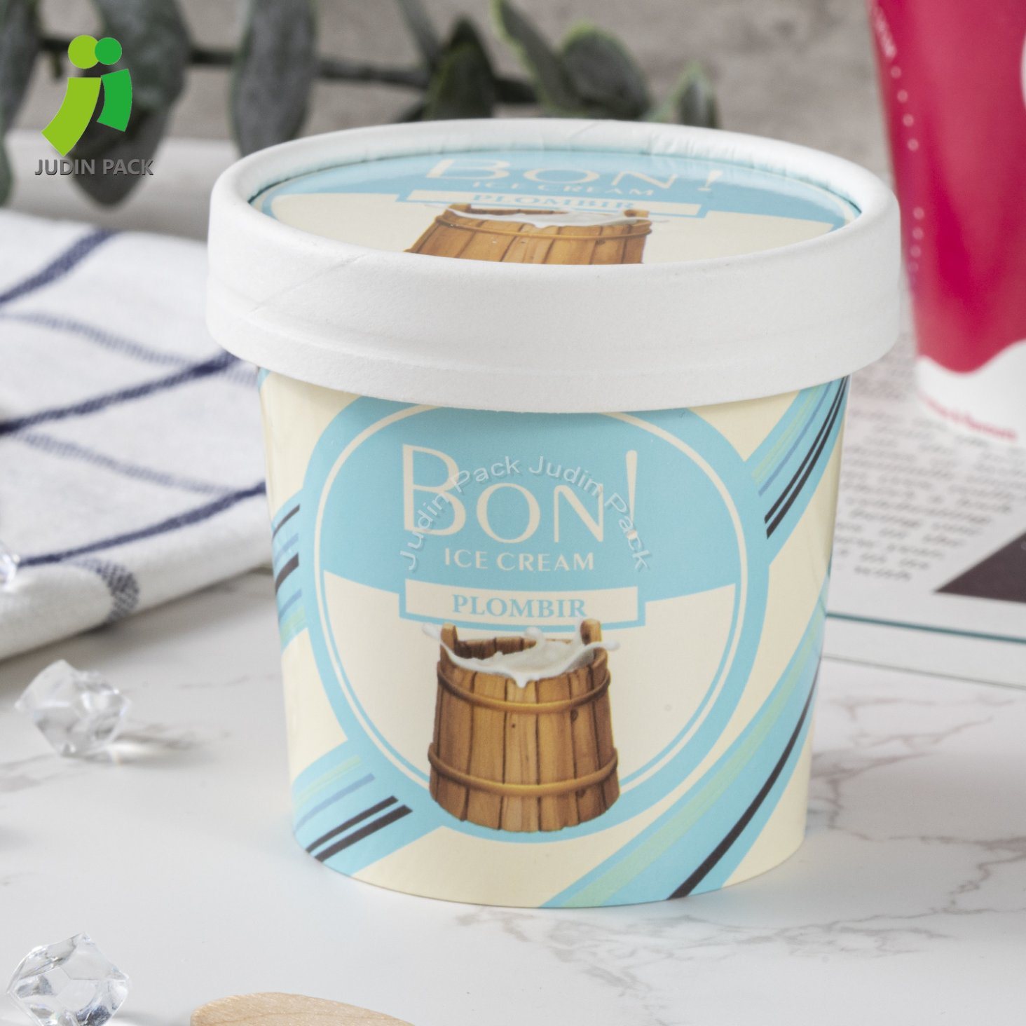 Custom Logo Printing Food Grade Frozen Paper Packaging Ice Cream Paper Tub