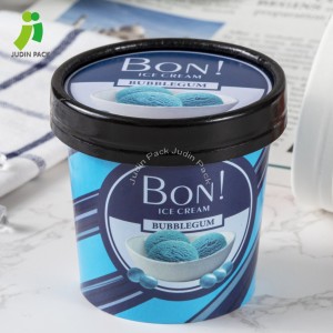 Tina de papel de helado de embalaje de papel congelado de calidad alimentaria con impresión de logotipo personalizado