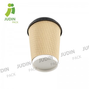 Chinese Professional China Ripple Wall Paper Cup Hot Coffee Cup Disposable Cup Corrugate Ripple Wall Paper Cup 7oz 8oz 12oz 16oz Paper Cup with Lid