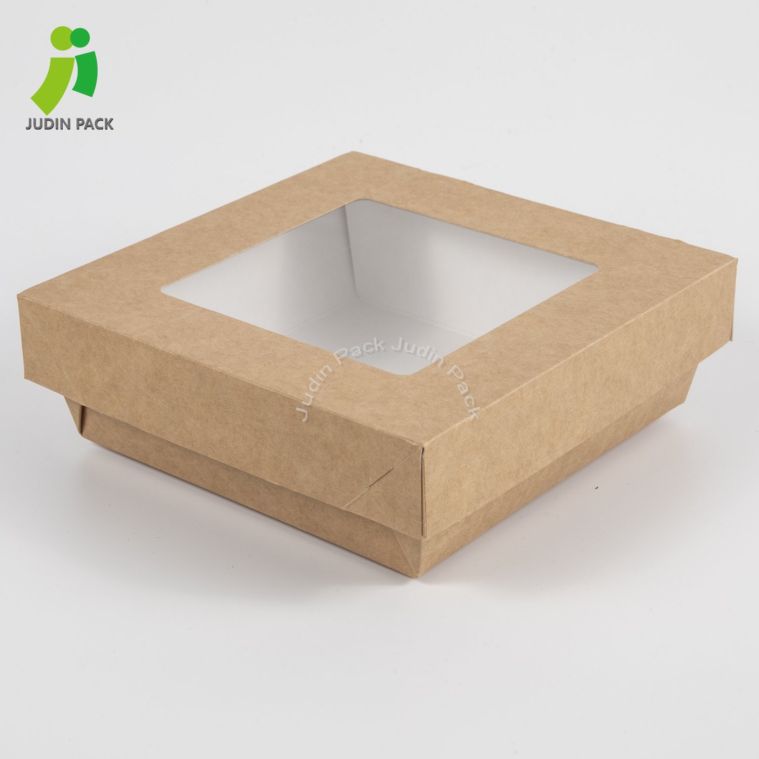 קופסת מגש מזון חד פעמית נייר טייק אווי עם מכסה חלון