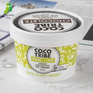 Biodegradable nga Papel nga Ice Cream nga balde nga adunay Taklob