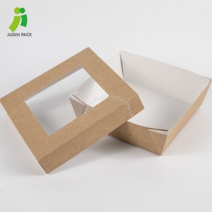 Škatla s papirnatim pladnjem za hrano za enkratno uporabo z okenskim pokrovom