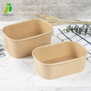 500ml/650ml/750ml/1000ml White Paper Square Salad Bowl with PET/PP/Paper Lid Chinese Supplier