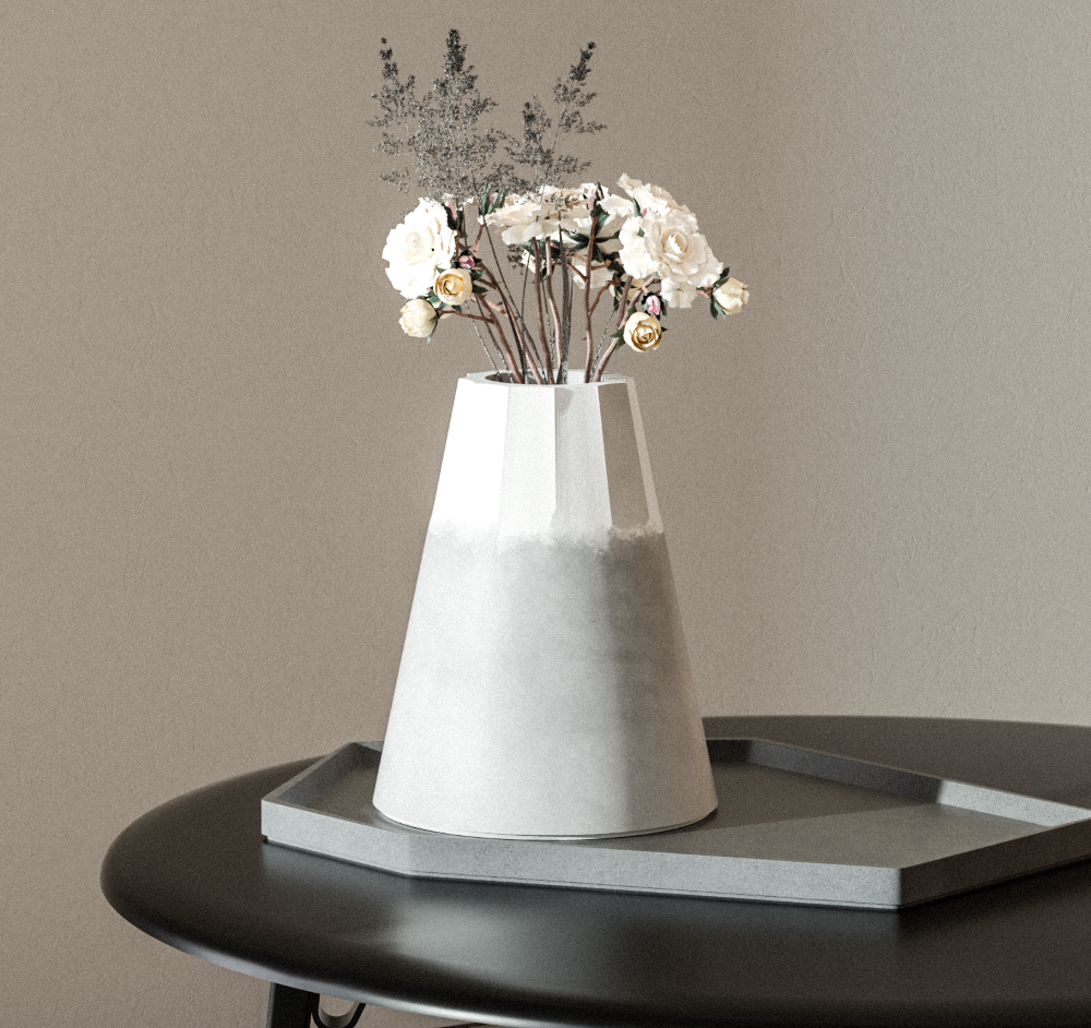 High Quality Handmade Scandinavian Style Simple Black And White Long Neck Cylindrical Concrete Flower Pot Flower Arrangement Vas