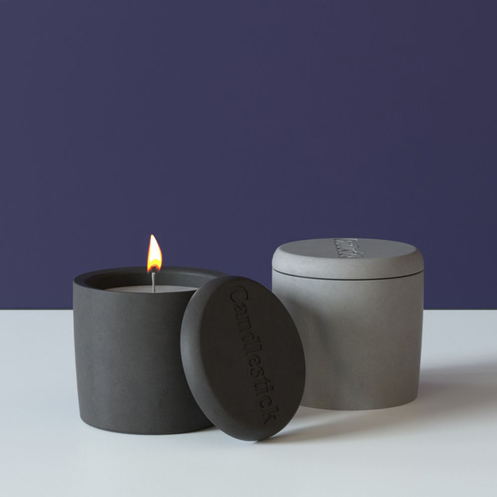High Quality Black Candle Vessel Luxury Concrete Candle Jar With Lid In Bulk Home Decor Custom Embossed Logo Cement Candle Jar