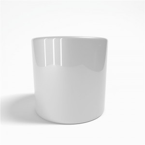Barrel-shaped white flower pot