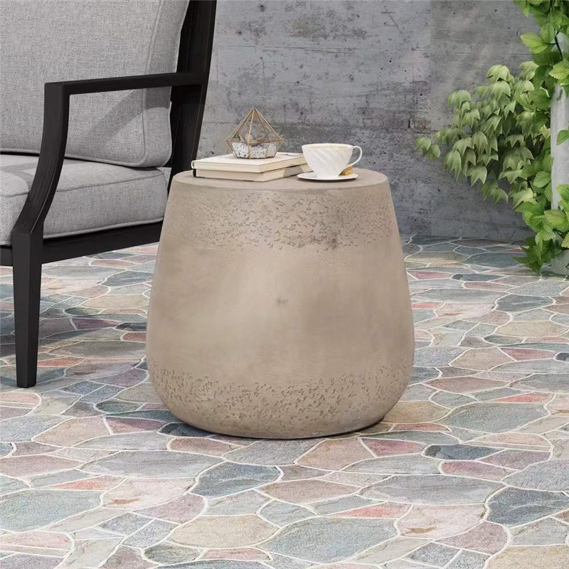 Outdoor indoor portable small round concrete side table