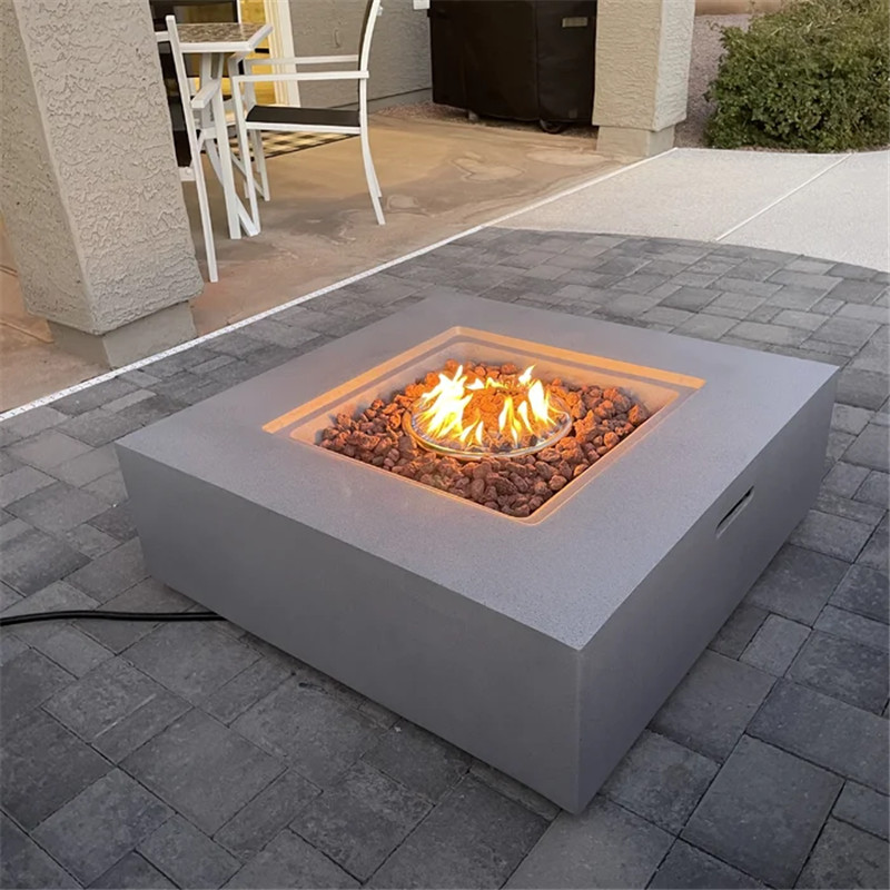 Simple square stove with natural gas, volcanic stone, protective case