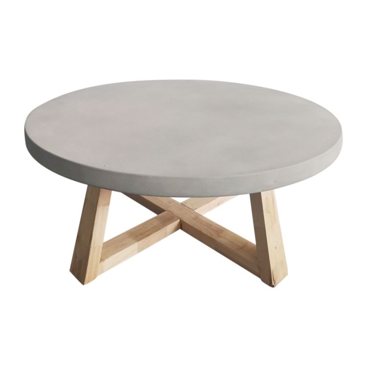 Discount Price Concrete Planter Pots Large - Wooden base Round concrete tabletop coffee table – JCRAFT