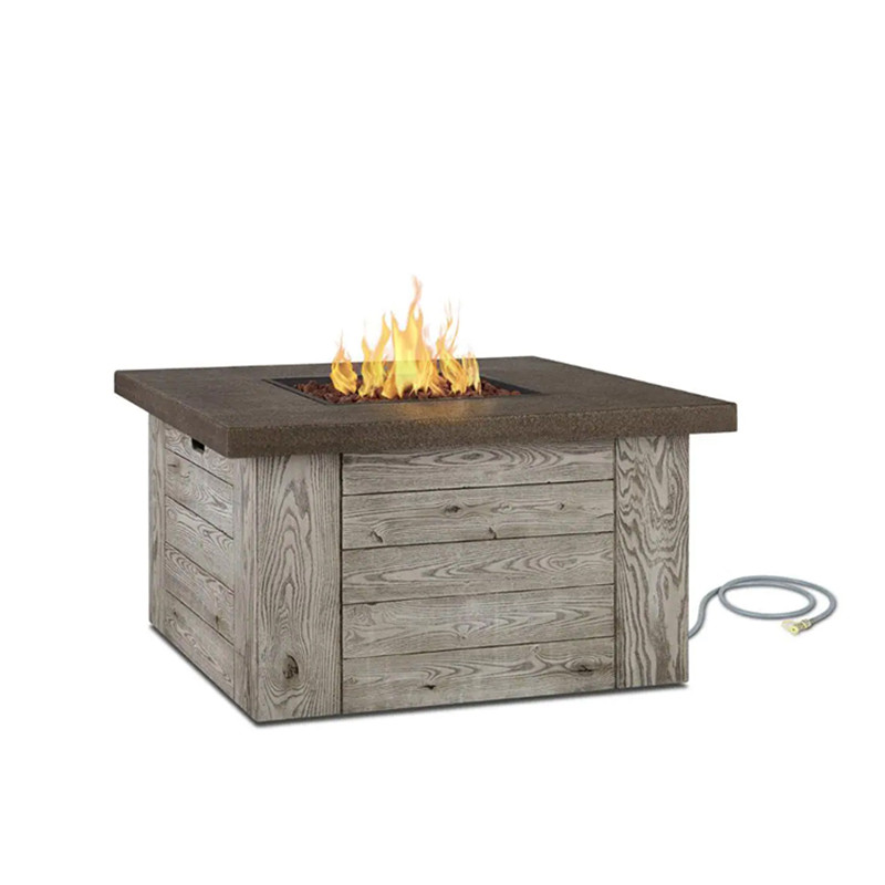 outdoor Wood grain square gas fire pit table concrete fire pit outdoor garden use natural gas sells for Homedepot model