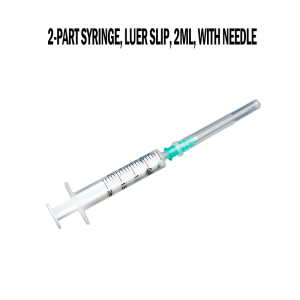 Disposable 2-part syringe luer slip 2ml with needle