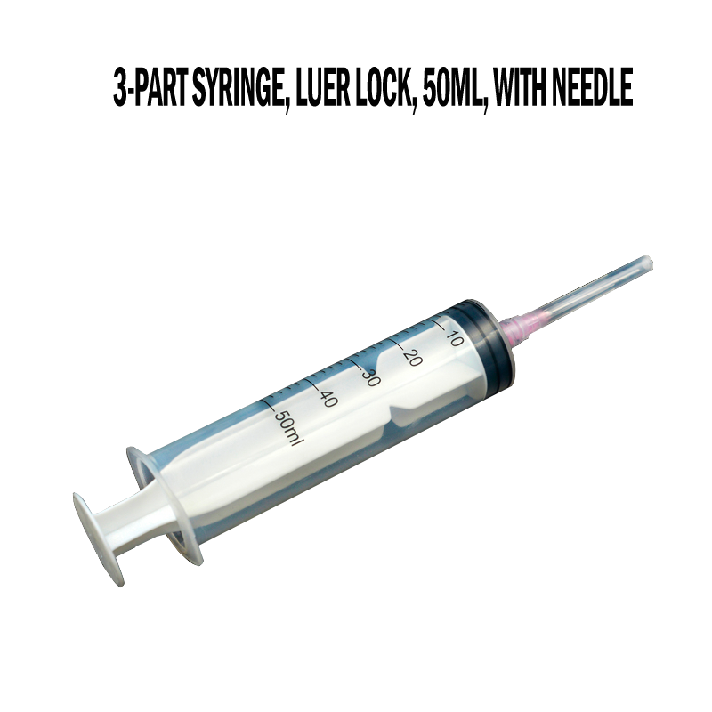 3-part syringe, luer lock, 50ml, with needle-1