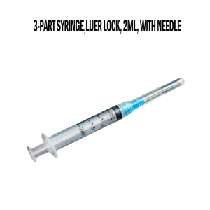 Disposable 3-part syringe luer lock 2ml with needle