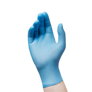 Plave nitrilne rukavice za medicinski pregled.Bez lateksa i bez pudera