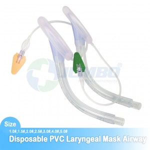 Vienkartinė lanksti PVC standartinė Lma iš anksto suformuota gerklų kaukė kvėpavimo takų