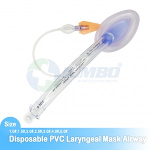 Ühekordselt kasutatav meditsiiniline tugevdatud PVC kõri mask hingamisteedesse