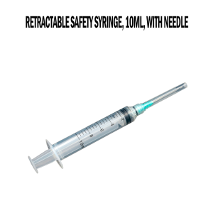Retractable safety syringe 10ml with fixed needle